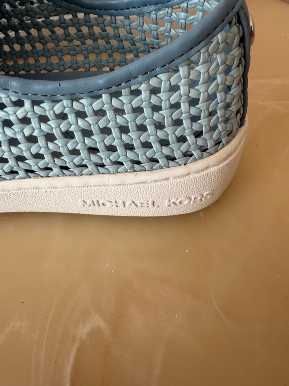 Michael Kors Light Blue Woven Lace-Up Sneakers Size 8.5 - Perforated - Picture 6 of 9